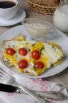 Scrambled Eggs With Tomatoes Stock Photo