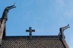 Viking Art On A Church Roof Stock Photo