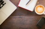 Work Table Of Hipster Freelance Stock Photo