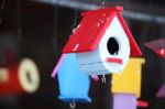 Colorful Wooden Bird House Stock Photo