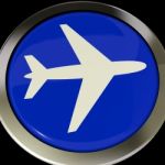 Airplane Metallic Button Stock Photo