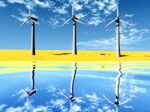 Wind Turbine On Desert Stock Photo