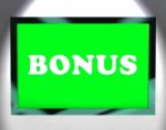 Bonus On Screen Shows Reward Or Perk Online Stock Photo