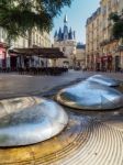 View Of Modern Sculpture Near Porte Cailhau (palace Gate) In Bor Stock Photo