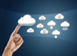 Finger Pushing Cloud Icon Stock Photo