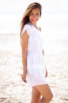 Smiling Women On The Beach Stock Photo