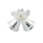 Couple Silver Christmas Bells On White Background Stock Photo