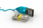 Make Money Online. Concept. Internet Cable With Dollars Stock Photo