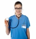 Portrait Of A Friendly Female Doctor Stock Photo