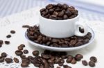 Cup Full Of Coffee Beans Stock Photo