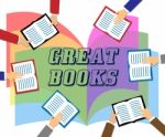 Great Books Indicates Agreeable Like And Wonderful Stock Photo