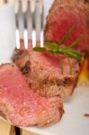 Beef Filet Mignon Grilled With Vegetables Stock Photo