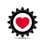  Love Heart Gear Illustration Stock Photo