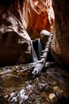 Kanarra Creek Falls And The Snow Stock Photo