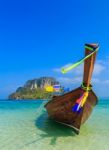 Fishing Boats On The Sea And Beutiful Island Stock Photo