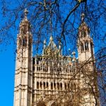 In London Old Historical    Parliament Glass  Window    Structur Stock Photo