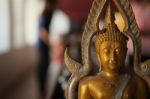 Buddha Statue And Donate Coins Stock Photo