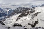 View From Sass Pordoi In The Upper Part Of Val Di Fassa Stock Photo