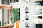 Fix Network Switch In Data Center Room Stock Photo