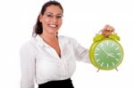 Business Woman Showing Clock Stock Photo