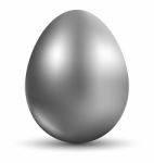 Silver Egg  Isolated On White Background For Easter Day Stock Photo