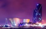 Incheon, South Korea - Dec 27 : Incheon Tri-bowl Building On Dec 27, 2014 In Songdo District, Incheon, South Korea. This Architecture Is A Remarkably Shaped Exhibition And Performance Space Stock Photo