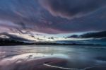 Spectacular Sunset On The Beach Of Arnao, Asturias, Spain, Stock Photo