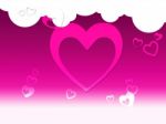 Hearts And Clouds Background Shows Peaceful Sensation Or Romanti Stock Photo