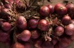 Shallots Still Life Wood Background Stock Photo