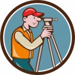 Surveyor Geodetic Engineer Theodolite Circle Cartoon Stock Photo