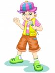 Cartoon Boy Singing Song Stock Photo