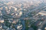 View Of Bangkok Cityscape, Bangkok The Capital City Of Thailand Stock Photo