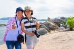 Mother And Daughter At Hin Ta Hin Yai Viewpoint Stock Photo