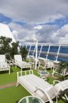 sunlounger on cruise ship Stock Photo