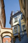 Ornate Apartment Block Near Wenceslas Square In Prague Stock Photo