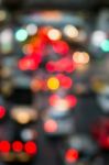 Abstract Blur Traffic And Car Lights Bokeh In Rush Hour Backgrou Stock Photo