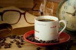 Coffee Cup And Coffee Beans Stock Photo