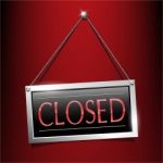 Closed Label Sign Luxury Bevel Hanging Style Stock Photo