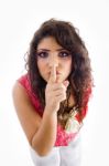 Young Lady Showing Silent Gesture Stock Photo