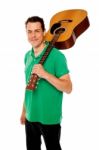 Guitarist Holding Guitar Stock Photo