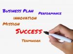 Success On Whiteboard Refers To Successful Solutions And Accompl Stock Photo