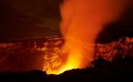 Flame In Volcano Crater Stock Photo