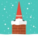 Little Santa Claus In Chimney Stock Photo