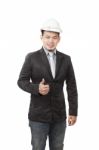 Young Asian Engineering Man Standing By Wearing Western Suit And Stock Photo