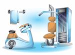 Cartoon  Illustration Interior Fitness Room With Separated Layers Stock Photo