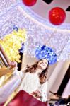 Beautiful Young Woman Holding Shopping Bags Stock Photo