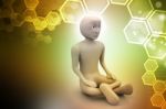 3d Man In Meditation Stock Photo