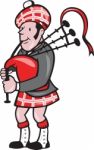 Scotsman Bagpiper Bagpipes Cartoon Stock Photo