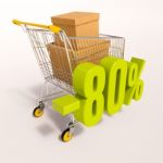 Shopping Cart And 80 Percent Stock Photo