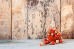 Fresh Strawberries On Wooden Stock Photo